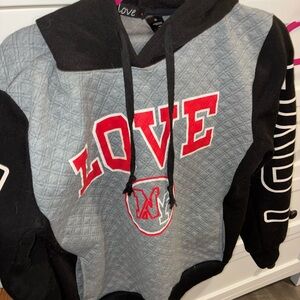 Love Brand Black and Gray Hoodie with Pink Lining